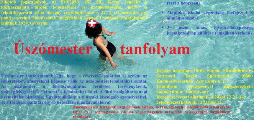 Úszómester tanfolyam 2024