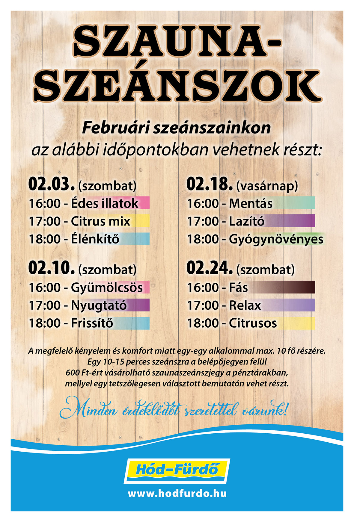 Februári szauna szeánszok