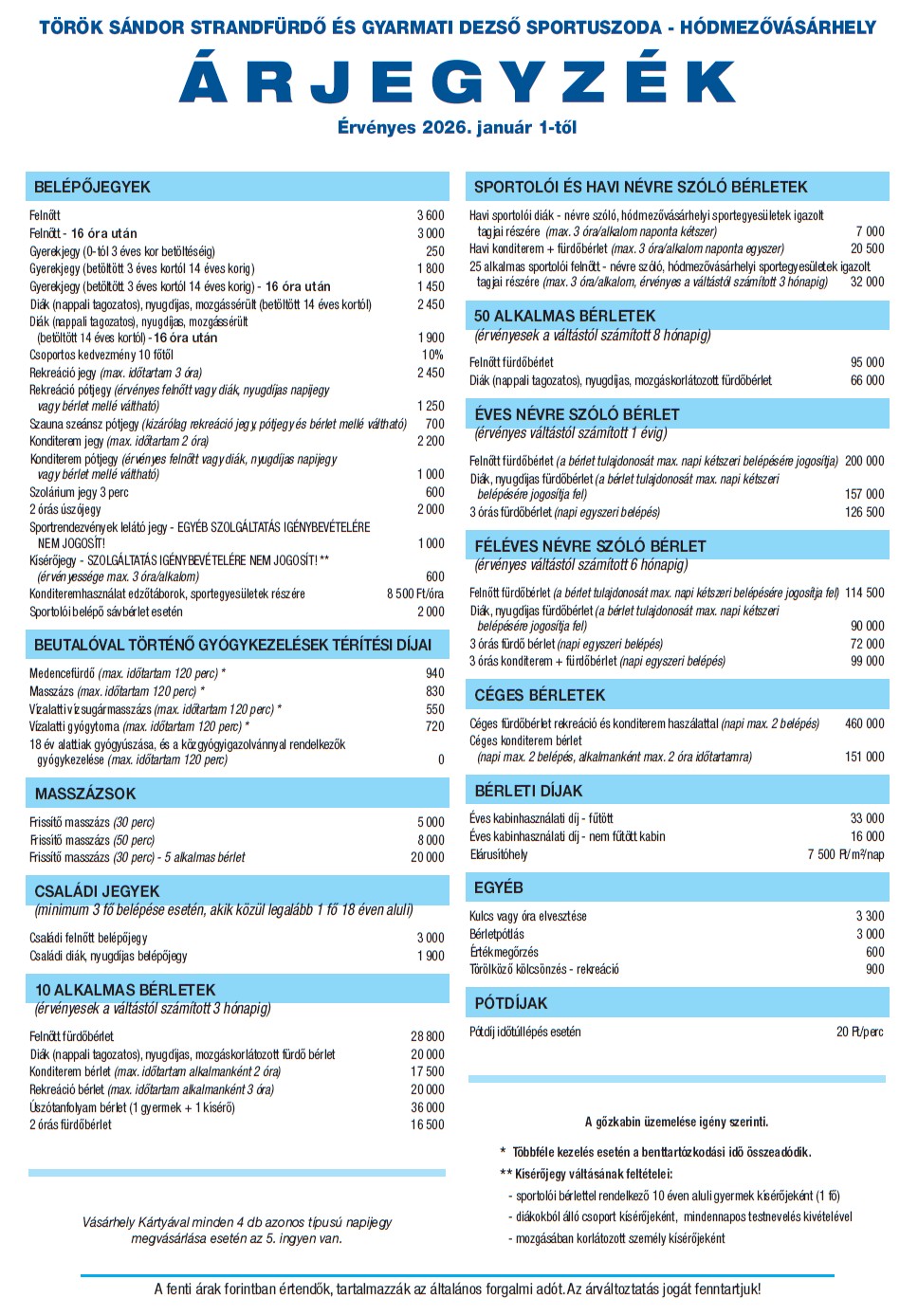 Árjegyzék 2025