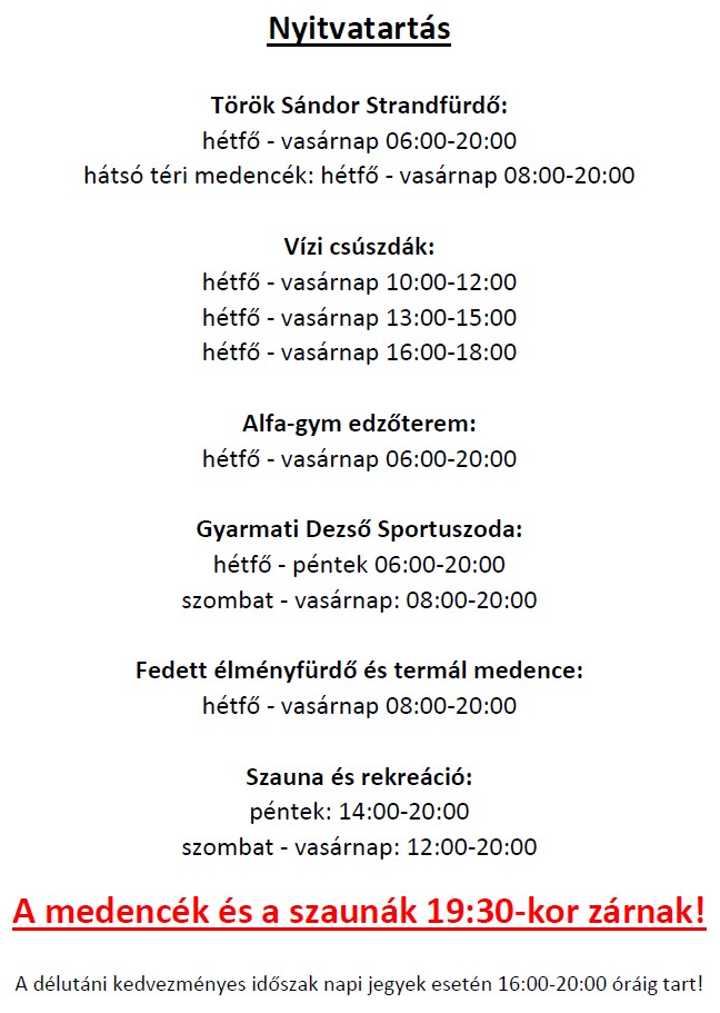 Nyári nyitvatartás