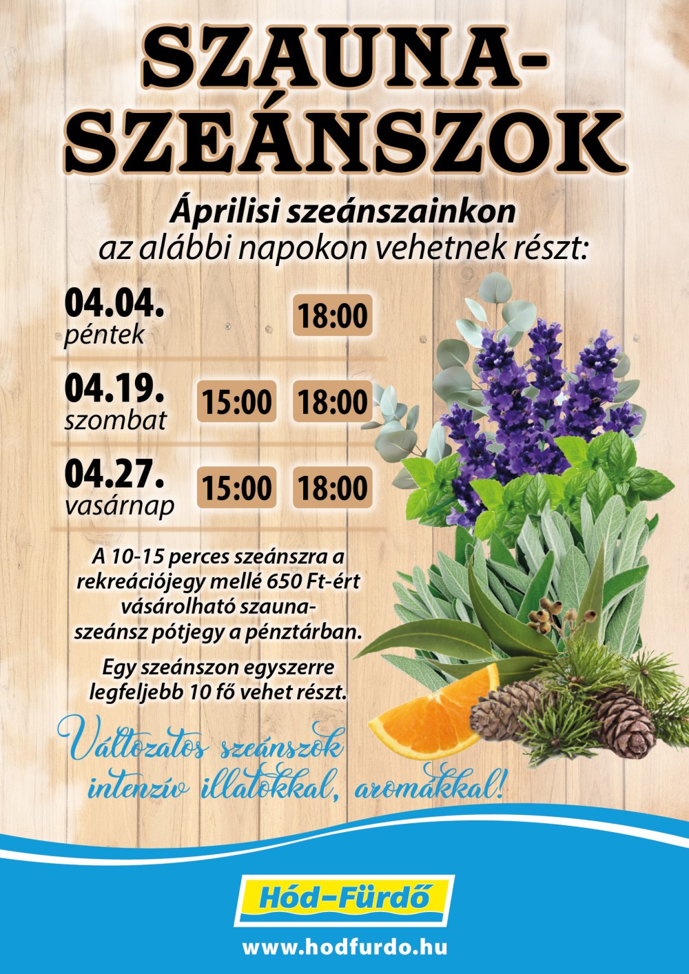 Áprilisi szauna szeánszok
