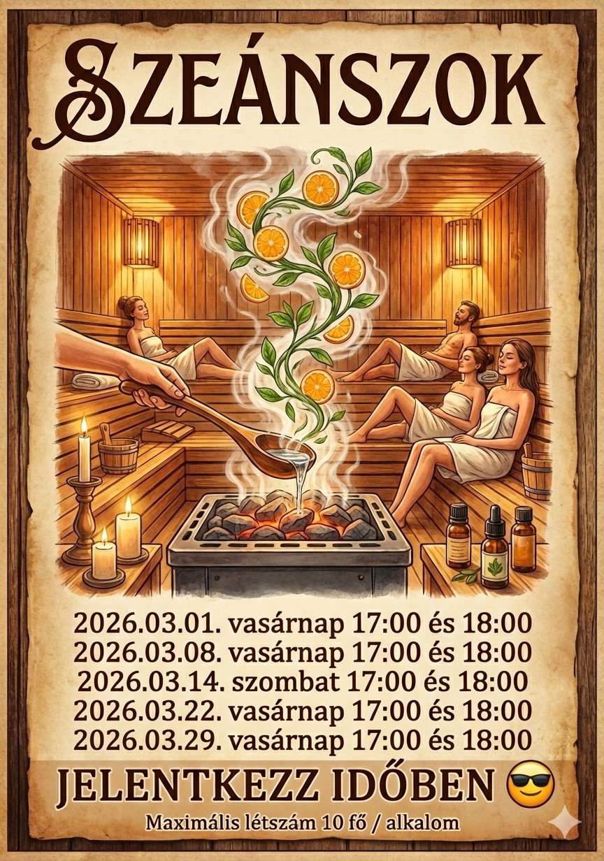 Szauna szeánsz 2026. március Szauna szeánsz 2026. március