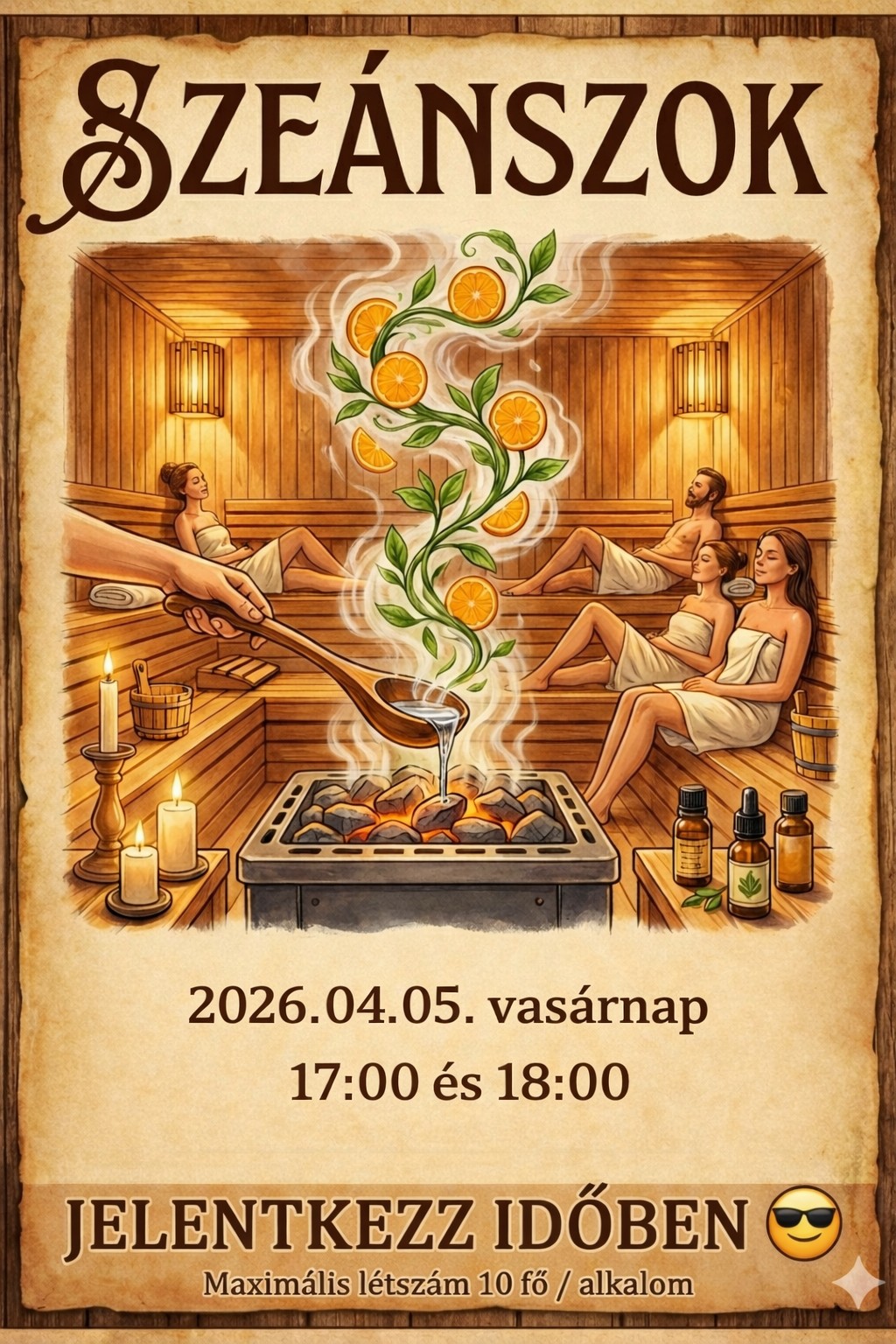 Szauna szeánsz 2026. április Szauna szeánsz 2026. április