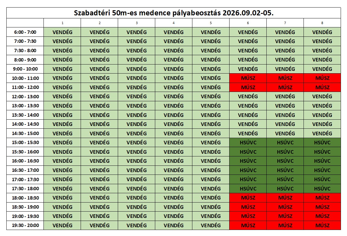 Szabadtéri medence - 2026. szeptember hónapban Szabadtéri medence - 2026. szeptember hónapban